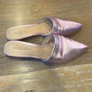 SCHUTZ 'metallic purple mules size 8